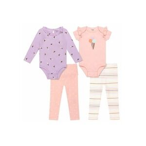 Pekkle Layette Set Purple/Pink‎ Ice cream Theme 4-Piece Bodysuit Bottoms 18M New